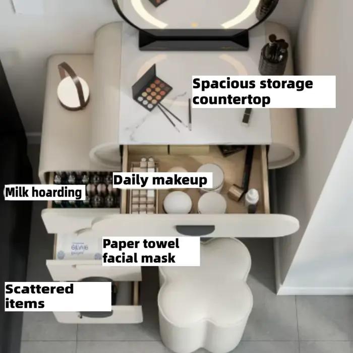 Coiffeuse de luxe au design moderne avec miroir et tabouret