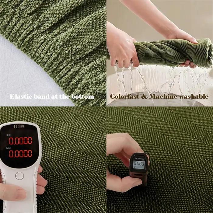 Housse de sommier avec jupe de lit élastiquée en tissu chenille épais imitation lin, antidérapante et anti-poussière