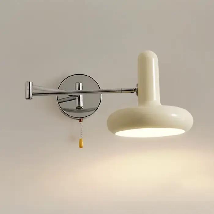 Applique murale nordique en acier inoxydable, culbuteur pliant, interrupteur côtelé d'étude, lampe de chevet de chambre à coucher, lampe pliante