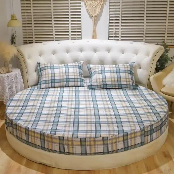 Drap-housse de lit rond 100% coton avec impression