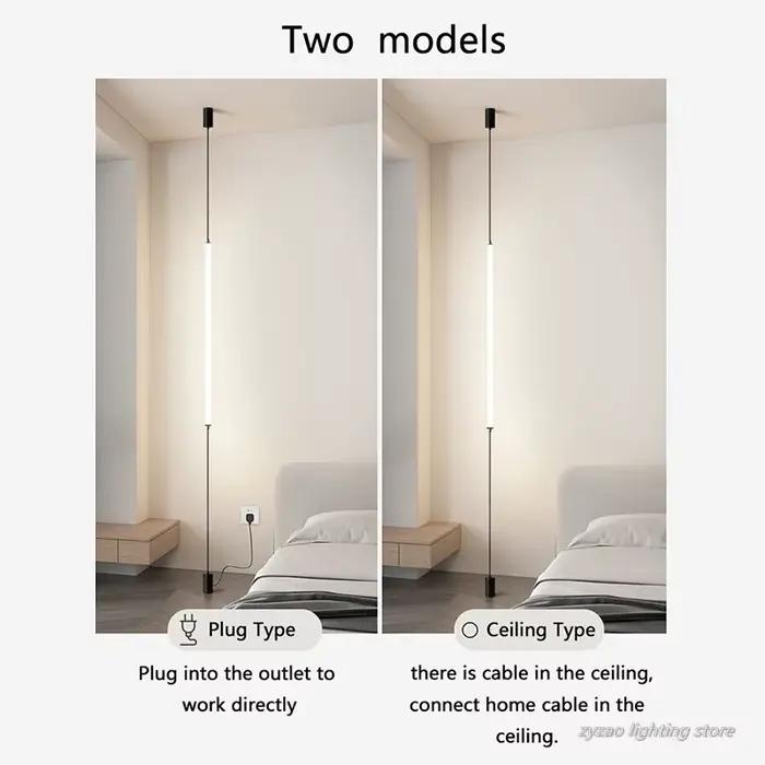 Italie Design chambre chevet LED lampadaires acrylique longue ligne lumière moderne noir hôtel salon décor LED lampadaire