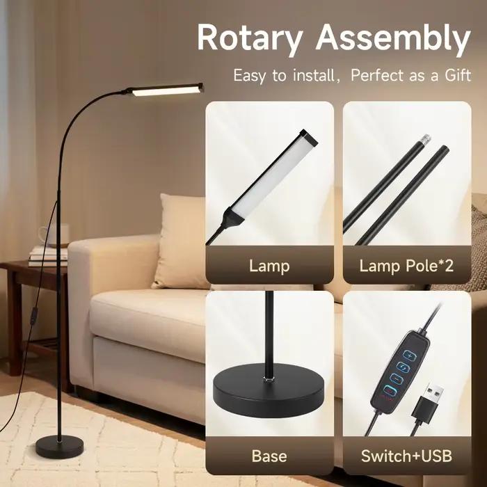 Lampe sur pied LED à intensité variable, lampe de chevet pour chambre à coucher, lampe sur pied LED intelligente, éclairage de lecture tricolore pour bureau, salon
