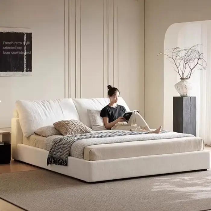 Lit blanc minimaliste maison plate-forme tête de lit lit de luxe boîte fantaisie cadre Letto Gonfiabile Matrimoniale meubles de chambre