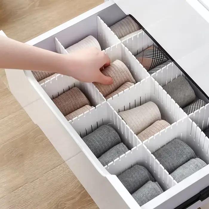 Diviseurs de tiroirs multifonctionnels réglables en plastique pour armoires de rangement domestiques – Vente en gros