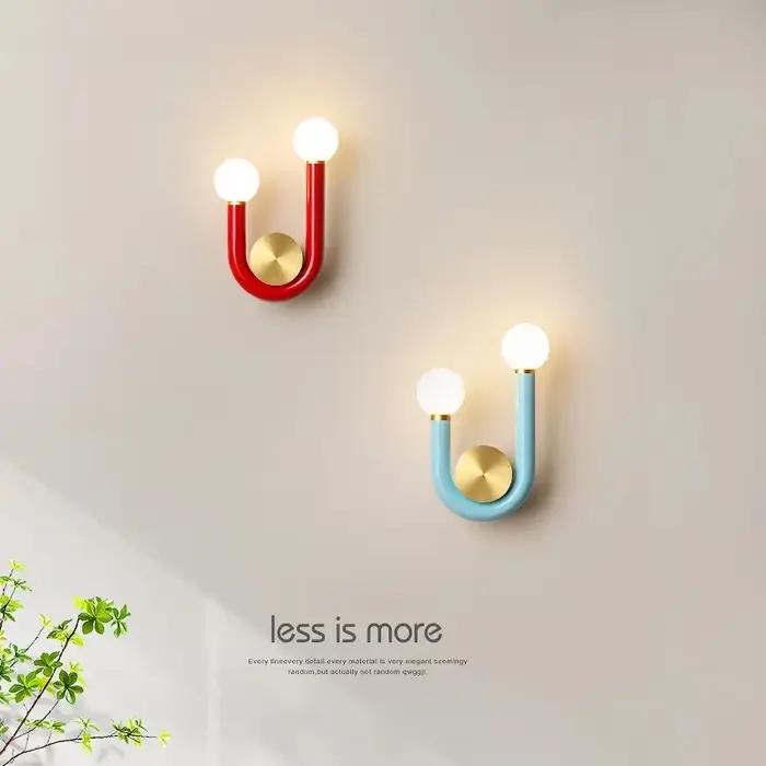 Applique Murale LED Moderne en Forme de U, Rouge, Bleu, Rose, Luminaire Décoratif d'Nik, Idéal pour une Chambre à Coucher, un Salon ou un Couloir