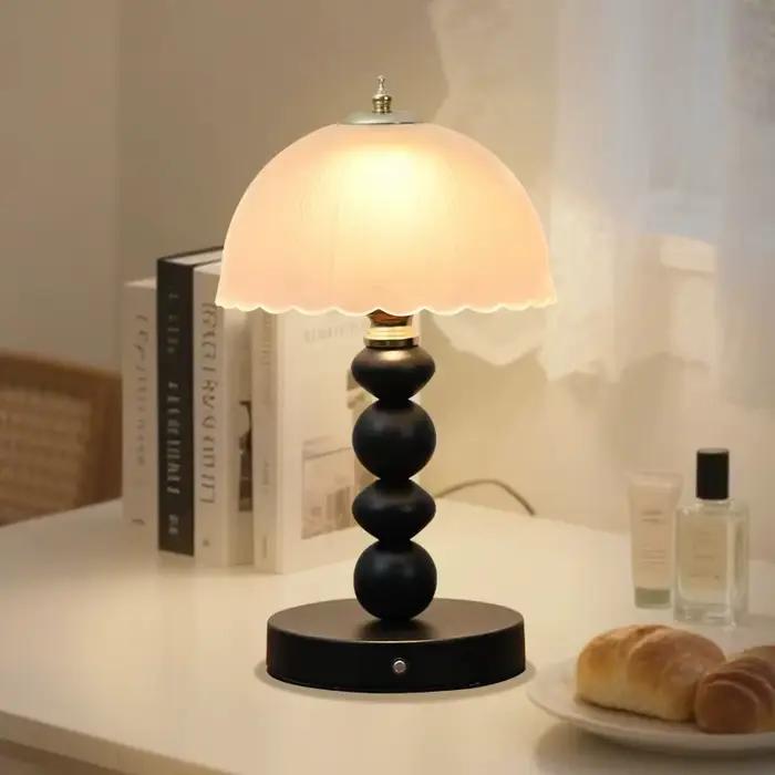 Lampe de Chevet Nordique de Luxe, Lampe de Table Décorative en Forme de Gourde pour Chambre à Coucher, Lampe de Nuit Créative en Verre Rétro, Lampe de Bureau pour Gîte