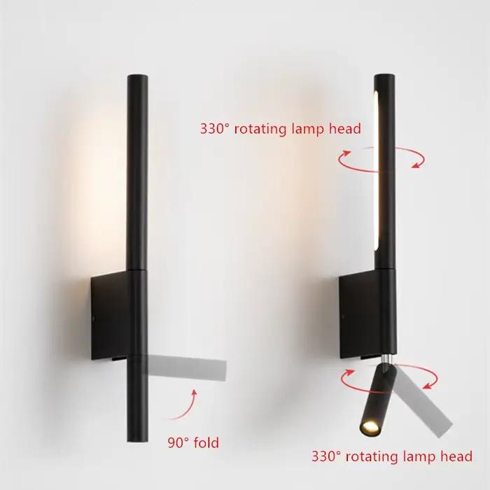 Lampe murale de chevet, rotation à 330 degrés, lampe murale réglable, lampe de lecture avec interrupteur, style minimaliste nordique, chambre d'hôtel, chambre principale