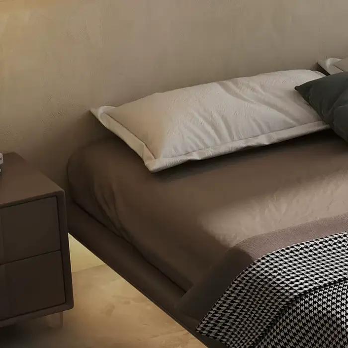 Lit Moderne Simple avec Rangement Flottant, Lit Double de Hôtel, Cadre en Bois, Meubles de Chambre Complet