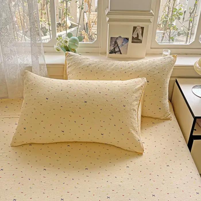 "Drap de lit en coton lavé de couleur unie