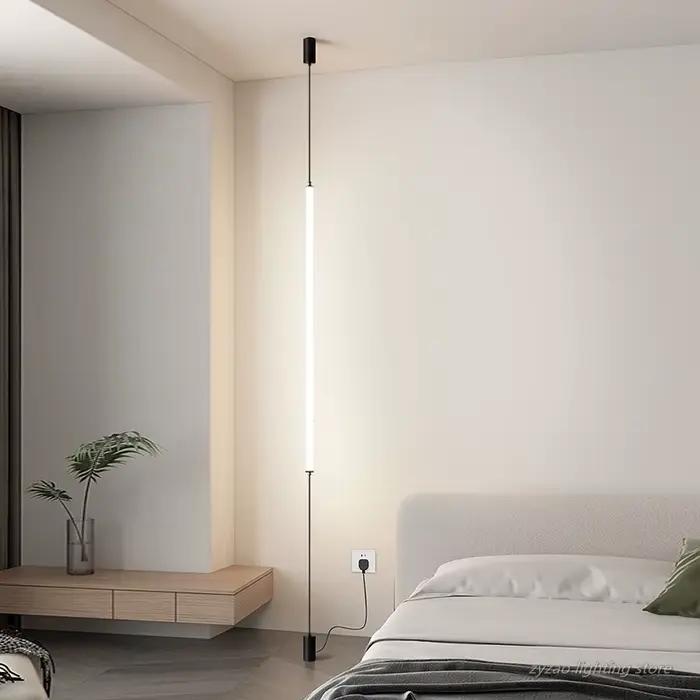 Italie Design chambre chevet LED lampadaires acrylique longue ligne lumière moderne noir hôtel salon décor LED lampadaire
