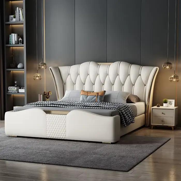 Corium lit en rouleau souple Design moderne Simple gris lit haut De gamme chambre mariage Camas De Matrimonio dortoir accessoires pour la maison