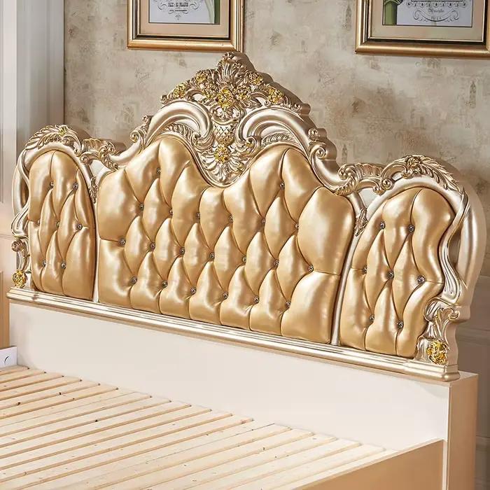 Ensemble de lit double de luxe européen doré