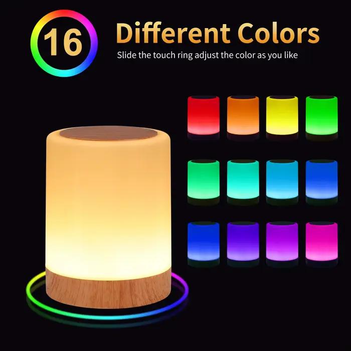 Lampe de chevet tactile RVB rechargeable – 16 couleurs veilleuse LED à intensité variable pour chambre d'enfants