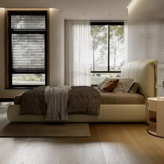 Esthétique élégant lit Double en bois chambre moderne luxe