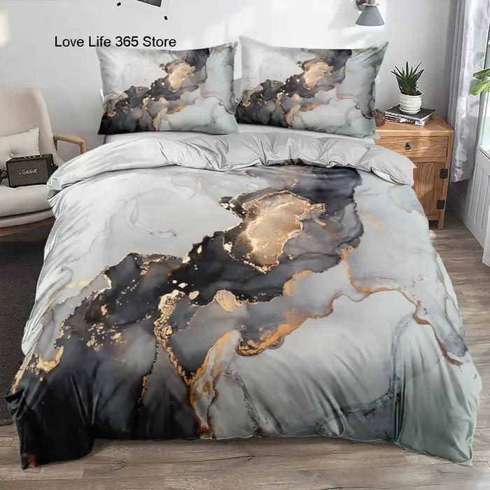 Ensemble de housse de couette classique en marbre 3D