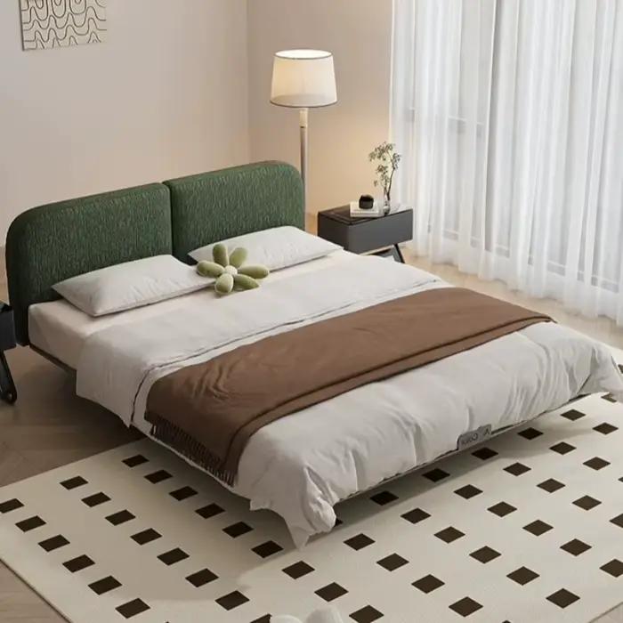 Lit flottant moderne 180x200cm avec rangement intégré, cadre en métal, gain de place, lit double futuriste