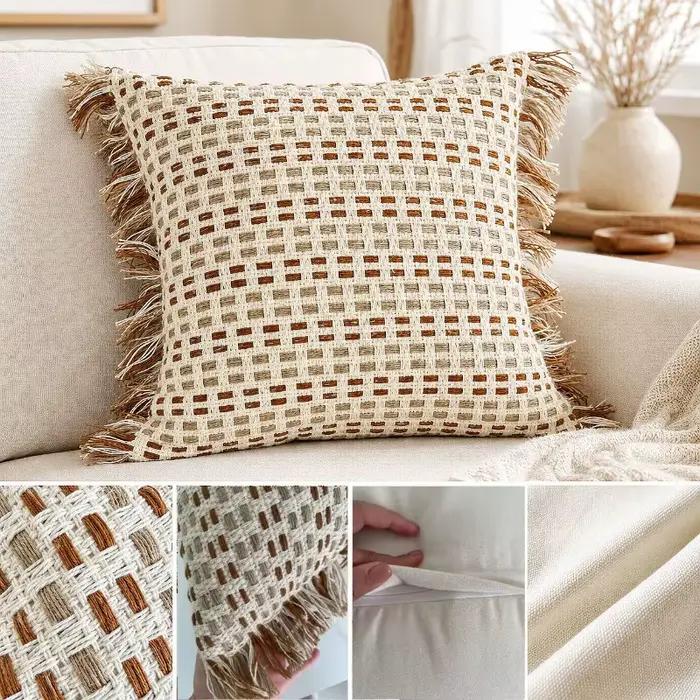 Housse de coussin bohème en chenille douce jacquard