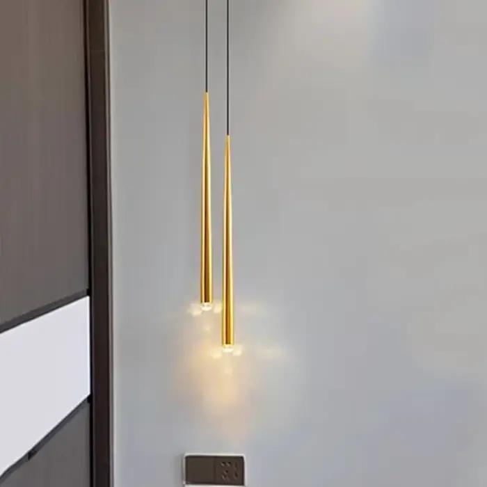 50CM Bronze Long Tube LED lampe suspendue chambre chevet suspension lampe île boutique Bar cuisine suspension