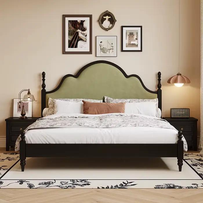 Lit Double de rangement noir haut de gamme chambre moderne Style français lit en bois famille Camarotes Para dortoir meubles de maison