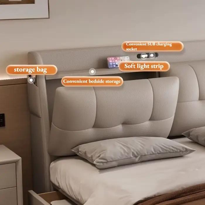 Lit double avec rangement intégré pour chambre à coucher