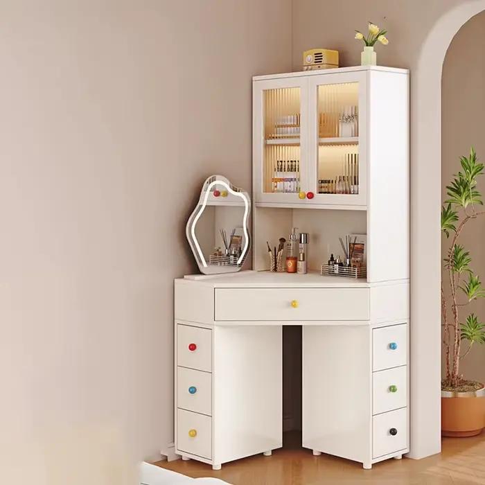 Haute Coiffeuse d'angle avec tiroir moderne français Unique Vanity Desk luxe esthétique