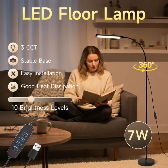 Lampe sur pied LED à intensité variable, lampe de chevet pour chambre à coucher, lampe sur pied LED intelligente, éclairage de lecture tricolore pour bureau, salon