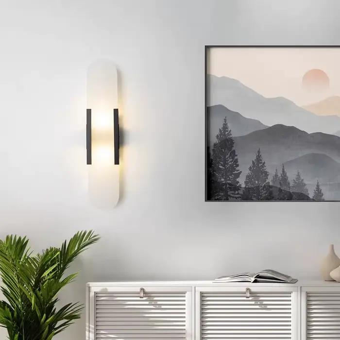 Lampes de chevet en marbre haut de gamme de style nordique moderne, éclairage mural pour salon, décoration élégante de la pièce, éclairage mural LED en marbre pour l'intérieur