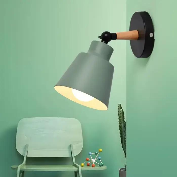 Lampe murale nordique en bois massif, LED, design minimaliste et créatif, pour chambre à coucher, salon, couloir, lampe de chevet, éclairage décoratif
