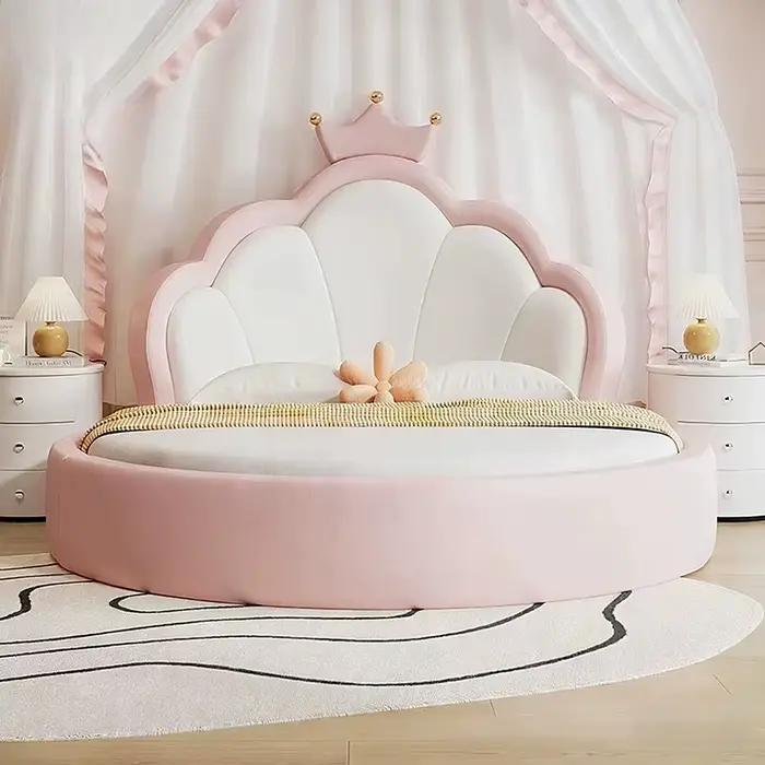 Lit double rond de luxe rose pour adultes