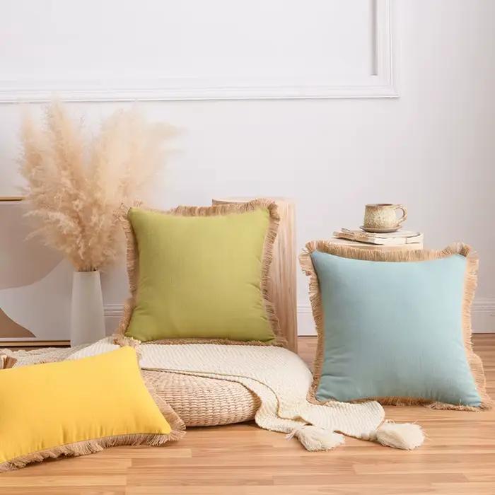 Housses de coussin en coton et lin