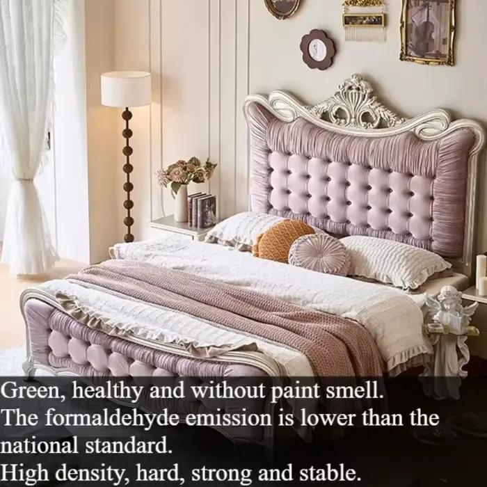Lit double Queen Size avec cadre et têtes de lit de style français