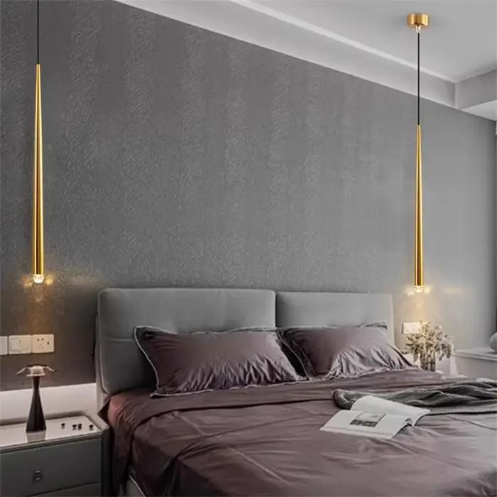 50CM Bronze Long Tube LED lampe suspendue chambre chevet suspension lampe île boutique Bar cuisine suspension