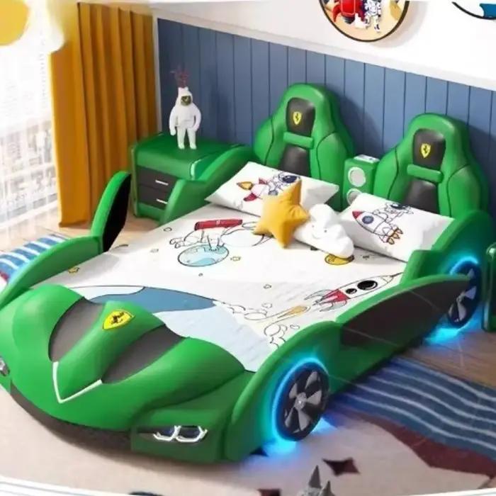 # * t forme de voiture nordique enfants lits jouets de sécurité stockage conception unique garçons