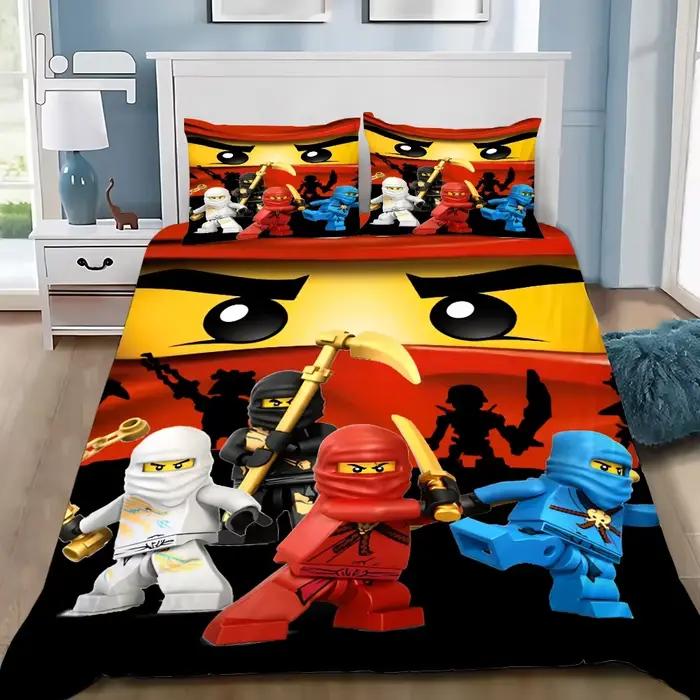 Housse de couette jeu de dessin animé taie d'oreiller ensemble de literie garçon fille chambre décoration enfants-n-ninjagos-cadeau simple Double grande taille