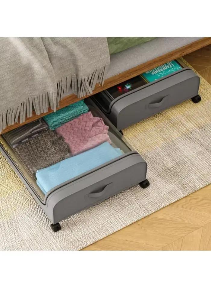 Boîte de rangement sous le lit avec roulettes