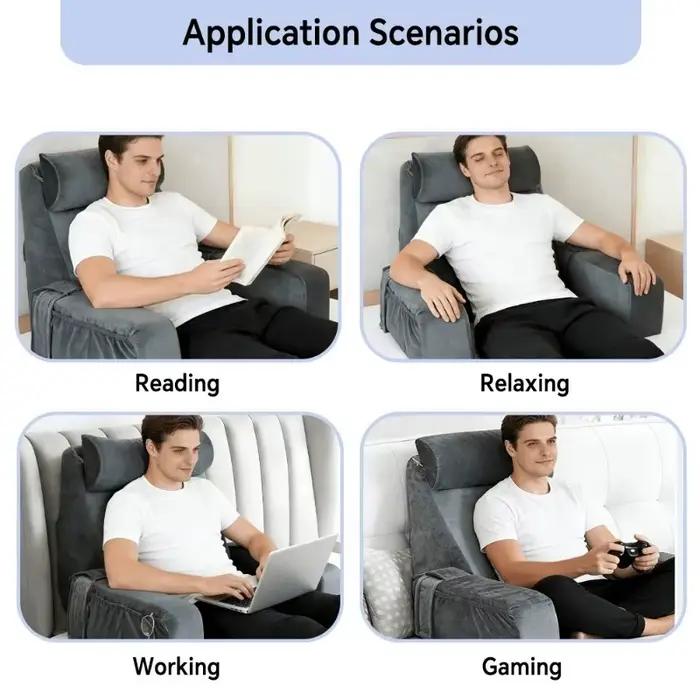 Ensemble de coussins de lecture extra-larges avec accoudoirs pour lit