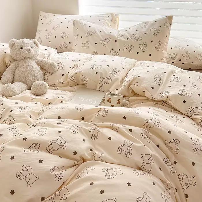 Parure de lit à fleurs pour adultes et enfants, linge de lit simple, double, pleine reine, king size, couette florale, ensembles de lit, DuSALE, Kawaii