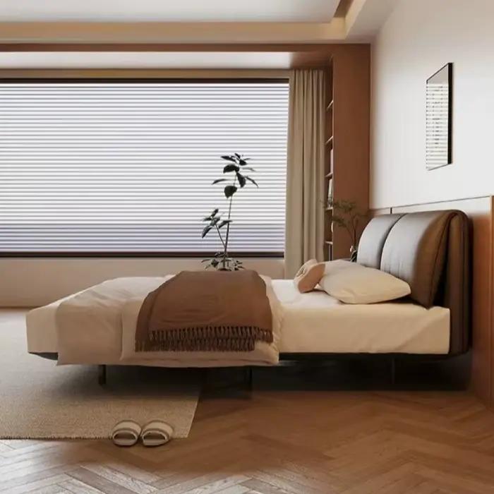 Lit moderne de luxe en fer forgé et acier au carbone