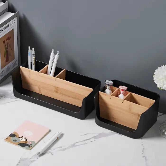 Boîte de rangement en bambou et en bois