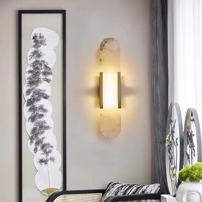 Lampes de chevet en marbre haut de gamme de style nordique moderne, éclairage mural pour salon, décoration élégante de la pièce, éclairage mural LED en marbre pour l'intérieur