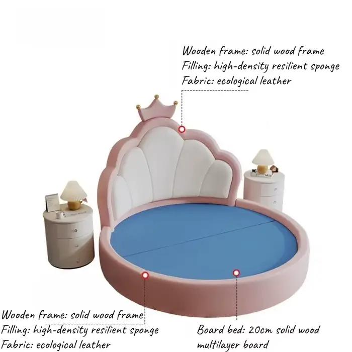 Lit double rond de luxe rose pour adultes