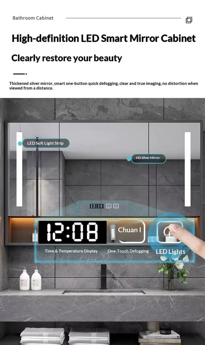 Armoire de salle de bain à étagères craquelées