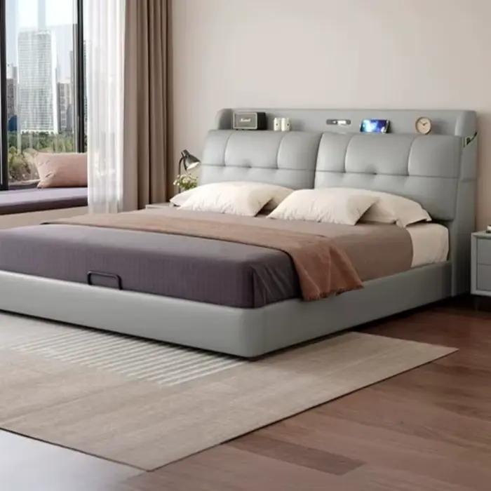 Lit double avec rangement intégré pour chambre à coucher
