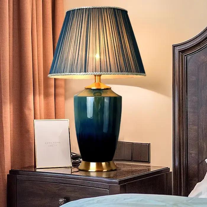 SANDYHA élégant bleu lampe de Table en céramique chambre élégante