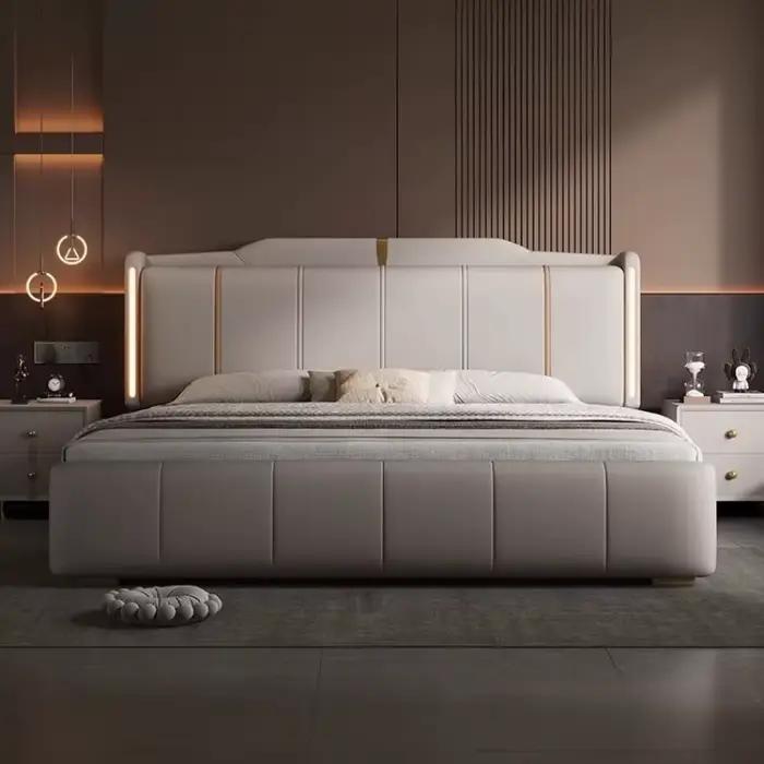 Meuble de chambre à coucher : Lit plateforme en bois avec tiroirs de rangement