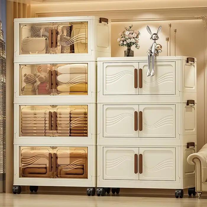 Boîte de rangement pliable avec porte transparente