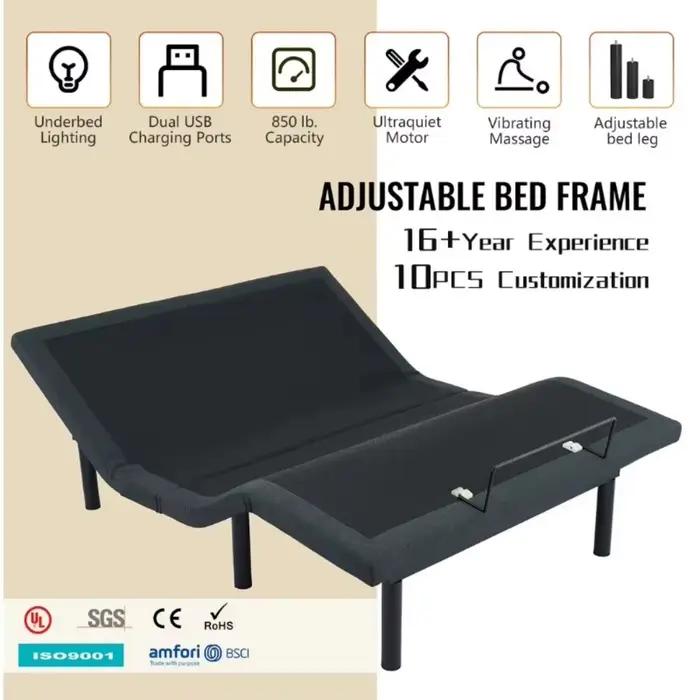 Lit de luxe réglable avec matelas en mousse à mémoire de forme