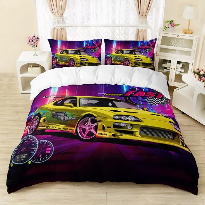Parure de lit double pour voiture de sport pour garçons