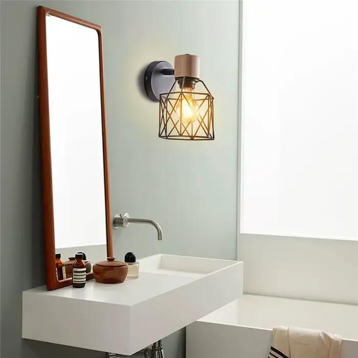 Appliques murales en bois nordique, lampe de chevet noire créative moderne E27, suspension LED, éclairage domestique, décoration de chambre
