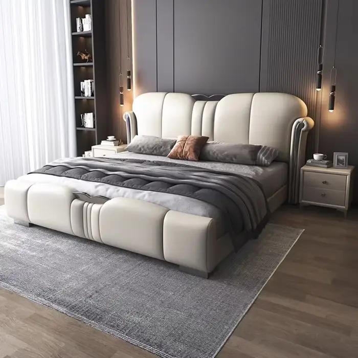 Lits rembourrés modernes rangement minimaliste cadres de lit de luxe multifonctionnels tables de nuit Letto Matrimoniale meubles de maison